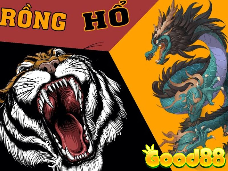 Đồ họa Rồng Hổ với hai linh vật và tên trò chơi.