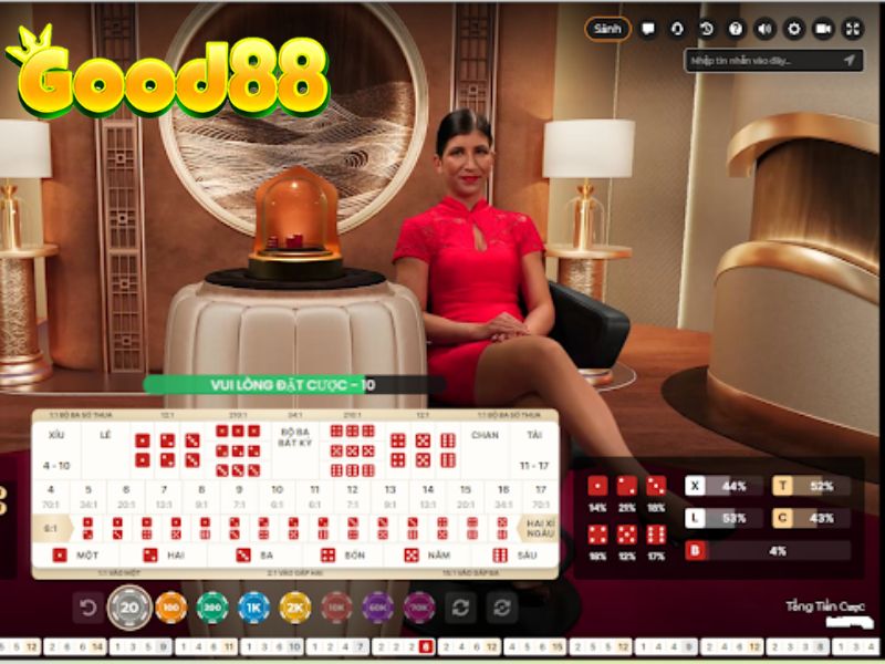 Bàn Sicbo GOOD88 với các ô cược và bảng kết quả.
