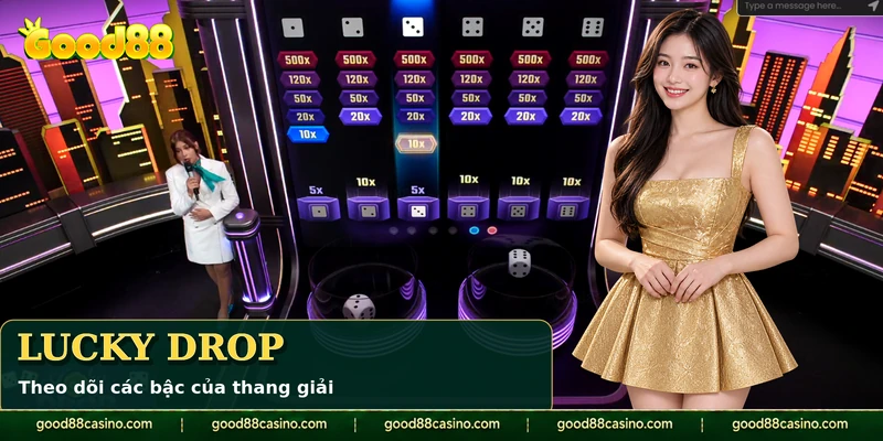 Các thang giải đánh số trên giao diện Lucky Drop của Dice City.