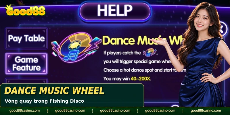 Màn hướng dẫn Dance Music Wheel trong game Fishing Disco JDB.